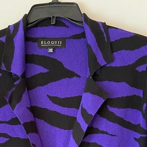 Eloquii Purple Animal Print Sweater Coat 18/20